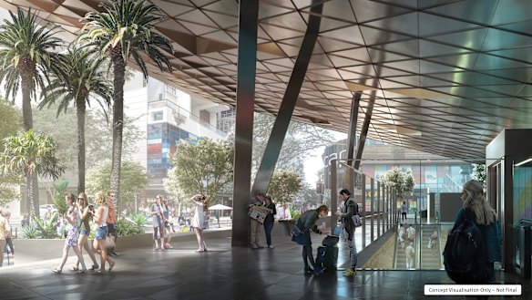 A design concept of the Cross River Rail's Albert Street station.
