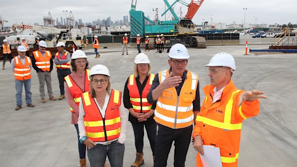 Premier Daniel Andrews touring the West Gate Tunnel site in December last year.
