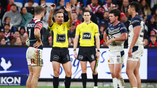 North Queensland’s Helium Luki is sent to the sin bin.