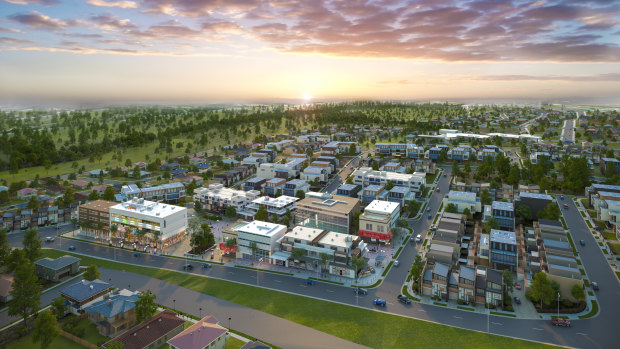 Artist's impression of the development in Vineyard in north-west Sydney. Planning Minister Anthony Roberts says the new levy was designed to ensure critical infrastructure was delivered in tandem with new housing.