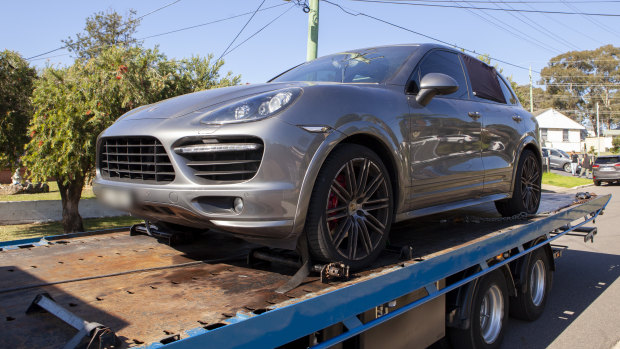 The Grey 2012 Porsche Cayenne, which has been seized by the state.