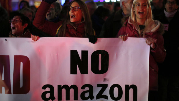 Amazon workers during a Black Friday rally Torrejon Ardoz, Spain.
