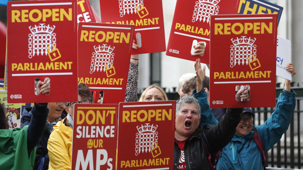 Anti-Brexit supporters outside the Supreme Court in London on Tuesday.