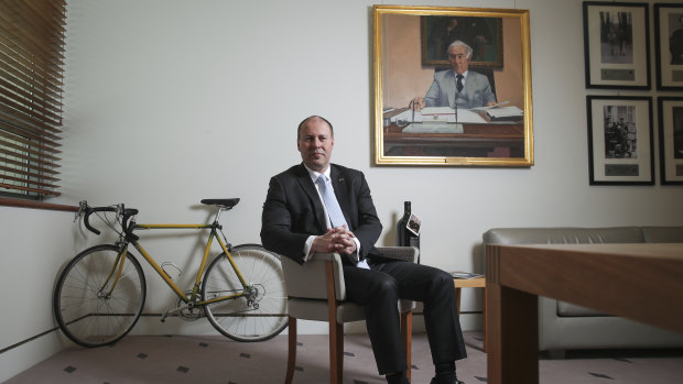 Treasurer Josh Frydenberg in his Parliament House office. 