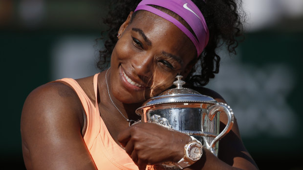 Serena Williams after winning the French Open in 2015. 