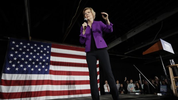 Democratic presidential candidate Senator Elizabeth Warren speaking in New York.