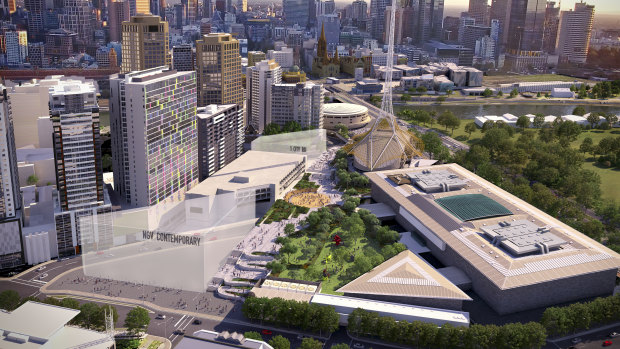 Artist rendition’s of the proposed NGV Contemporary and ‘transformation’ of the Southbank arts precinct.