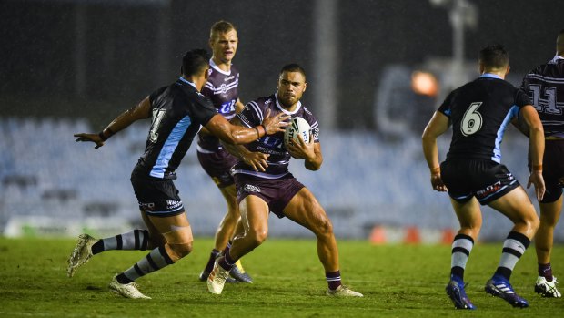 Controversial inclusion: Dylan Walker turned out for Manly despite assault charges hanging over his head.