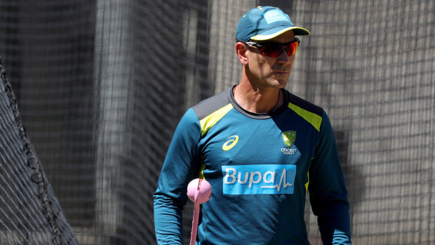 Coach Justin Langer at a nets session at the MCG ahead of the Boxing Day Test.