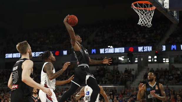 Winding up: United's Casey Prather flies high for a dunk attempt.
