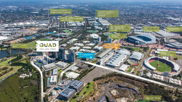 Growthpoint Australia has put its Quad 2 & 3 offices at Sydney Olympic Park on the market