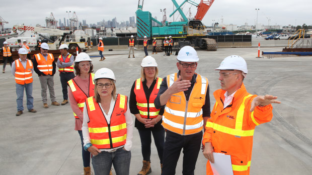 Premier Daniel Andrews touring the West Gate Tunnel site in December last year.