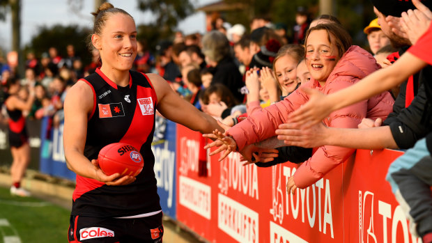 Steph Cain thanks the red-and-black faithful for turning out.