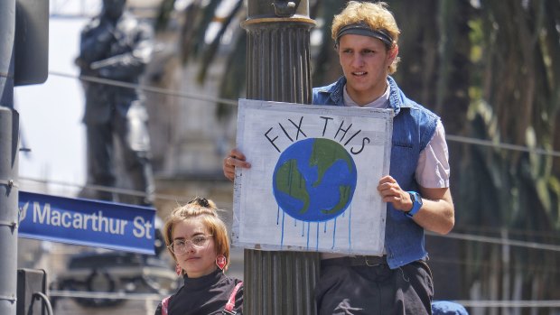 Student protesters in Melbourne on Friday as part of a national strike demanding action on climate change. 