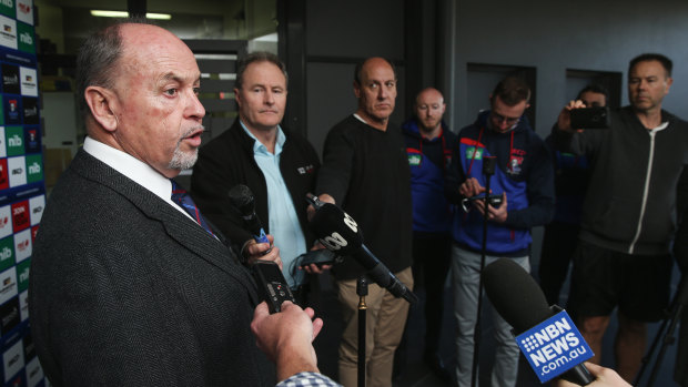 Newcastle CEO Phil Gardner addresses the media on Tuesday.