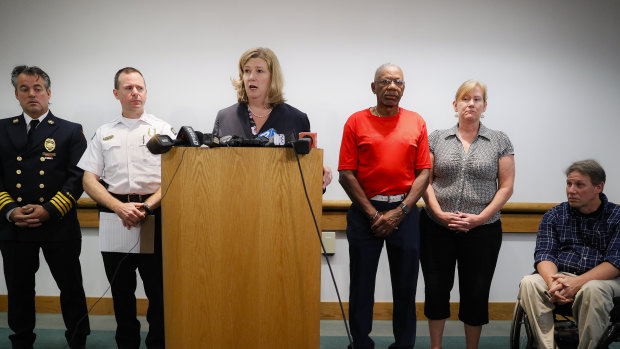 Dayton mayor Nan Whaley addresses the press after the shooting.