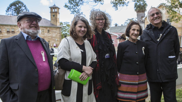 From left: Authors Tom and Meg Keneally, president of the Parramatta Female Factory Friends Gay Hendriksen, former NSW governor Marie Bashir and author and filmmaker John Pilger.