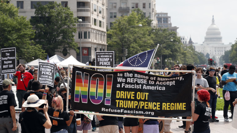 Washington Far Right Rally Police Out In Force For Charlottesville Anniversary
