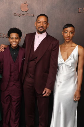 Charmaine Bingwa with her co-stars Will Smith and Jeremiah Friedlander at the premiere of Liberation.