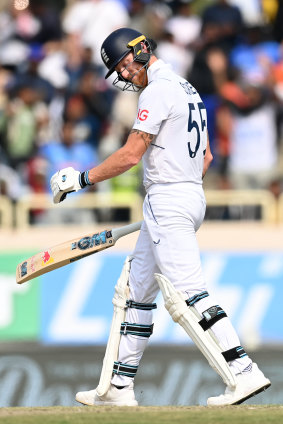 Stokes leaves the field after his dismissal on day three of the fourth Test.