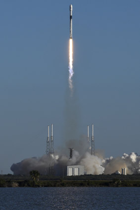 A SpaceX Falcon 9 rocket lifts off at the Cape Canaveral Air Force Station in Florida on Sunday.