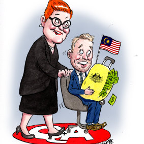 ABC journalist Hamish Macdonald is getting a good deal from the Foreign Affairs Minister Marise Payne.