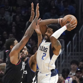Kyrie Irving in action for the Dallas Mavericks against the LA Clippers.