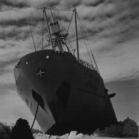 The Kista Dan had just been freed from the pressure of the ice, February 1, 1954.