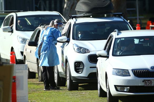 COVID testing at Indooroopilly State High School on the weekend.