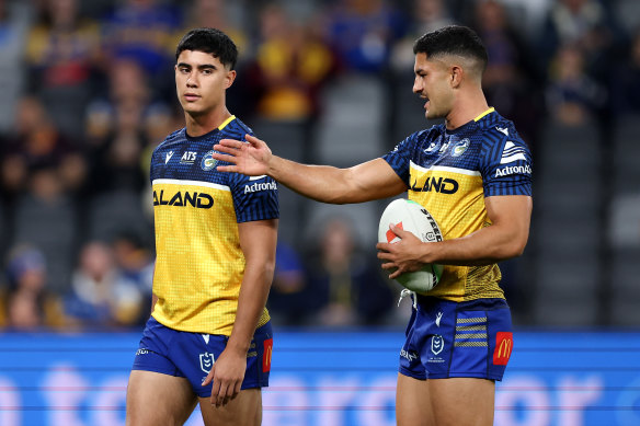 Eels young guns Blaize Talagi and Dylan Brown.