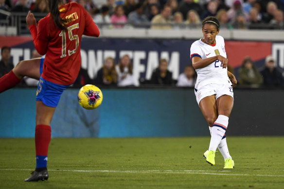 Lynn Williams scored two goals against Costa Rica in her return for the US national team earlier this month.