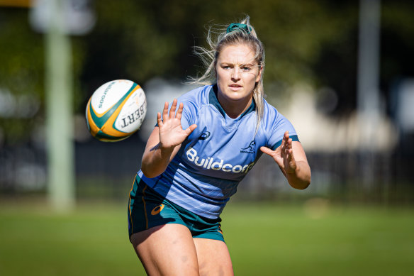 Carys Dallinger at Wallaroos training this week ahead of Saturday’s Test against Fiji. 