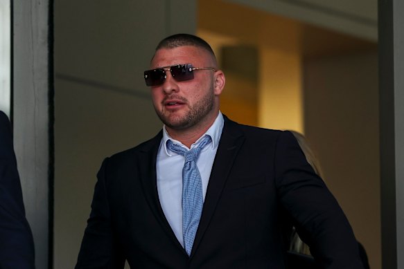Joel Leavitt outside court in July.