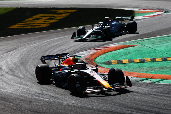 Max Verstappen en route to victory in Monza.