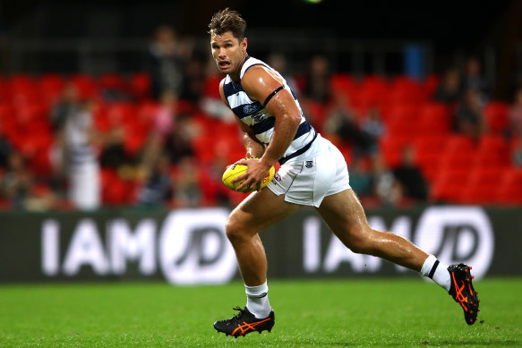 Tom Hawkins proved all but unstoppable for the Cats, kicking six goals against Port Adelaide.