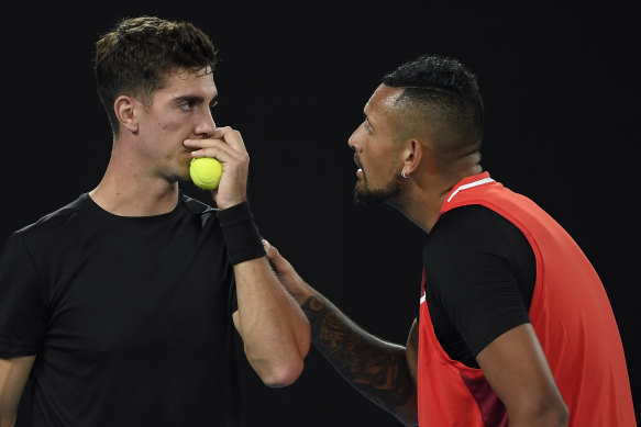 Nick Kyrgios, right, and Thanasi Kokkinakis.