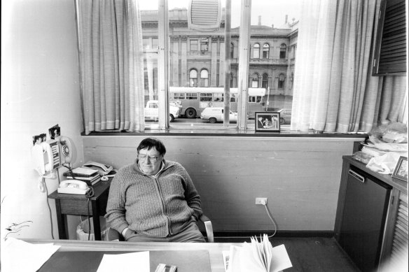 Norm Gallagher, secretary of the then BLF, in Melbourne in 1984.