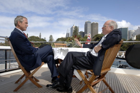 US President George W. Bush in Sydney with John Howard in 2007. in 2001, Mr Howard wrote directly to Mr Bush to explain Australia’s approach to Kyoto.