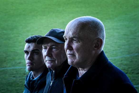 Carlton champions Ken Hunter (middle) and Ken Sheldon (front) are keen on a not-for-profit program modelling NFL care that addresses some gaps in support for past players