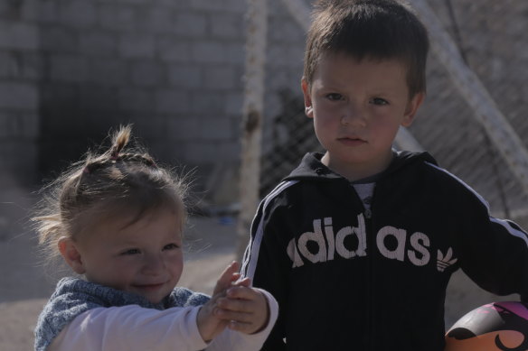 Jarah and Layla, two of the children of an Australian mother living in the al-Hawl camp in Syria in November.