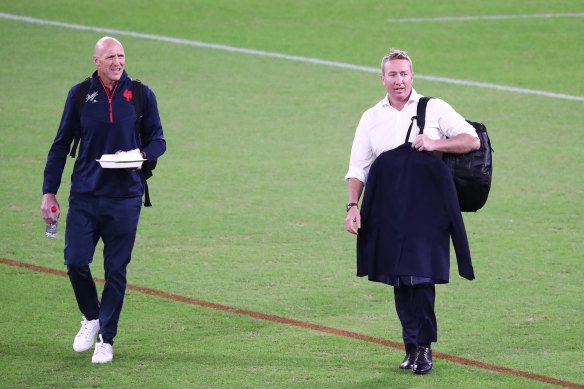 Roosters assistant Craig Fitzgibbon and head coach Trent Robinson.