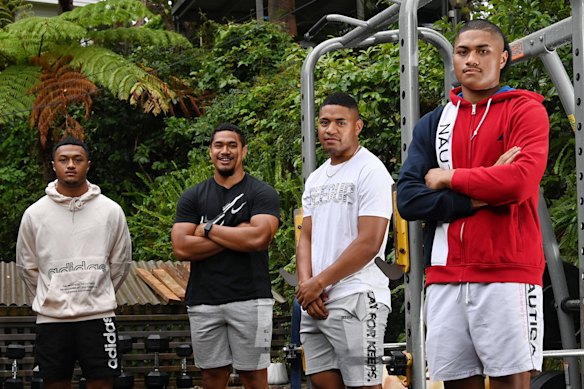 Latu, Sione, Manase and Samuela Fainu (left to right) in 2021.