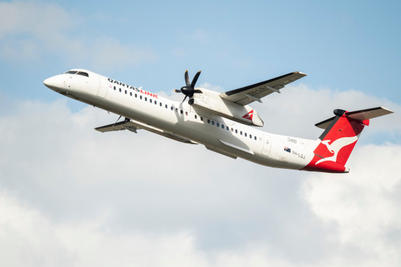 A Qantas Dash-8 aircraft similar to the one pictured exceeded its maximum takeoff weight when it departed Sydney early on Wednesday.