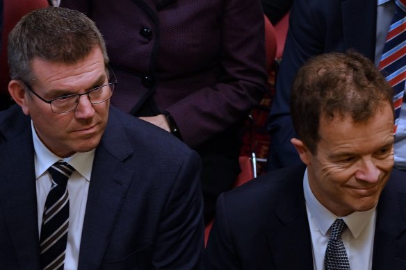 NSW Nationals leader Dugald Saunders (left) and Opposition Leader Mark Speakman (right).