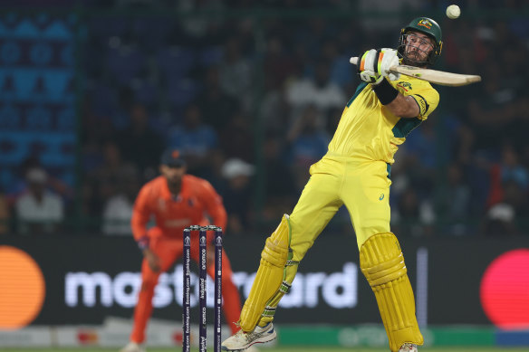 Glenn Maxwell lets loose against the Netherlands.