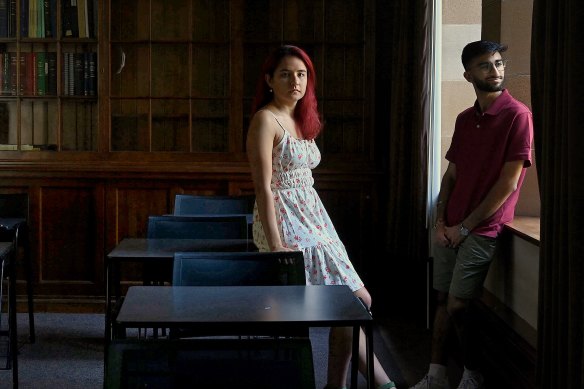 Sydney University students Helia Nateghi Baygi and Angad Chawla think students should be empowered to use AI responsibly. 