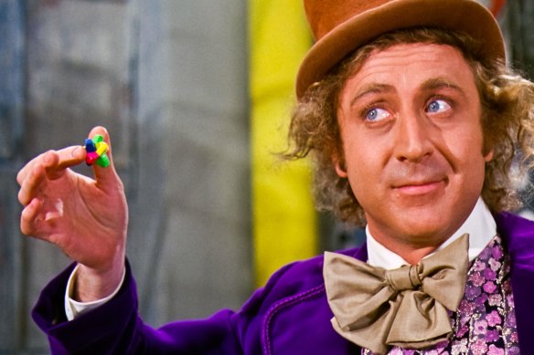 Gene Wilder as Willy Wonka with an “everlasting gobstopper” from the movie Willy Wonka and The Chocolate Factory.