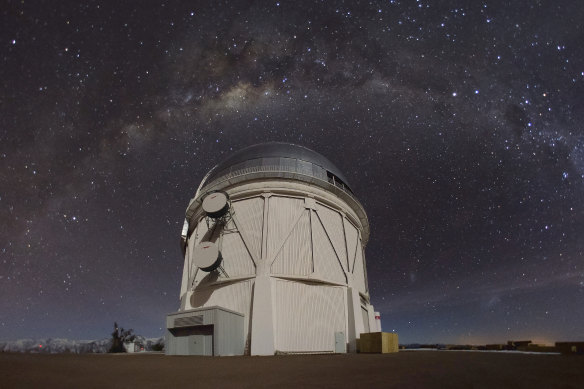 The Victor M. Blanco four-metre telescope dome in Chile, where a Dark Energy Camera detects asteroids that orbit between Earth and the sun.