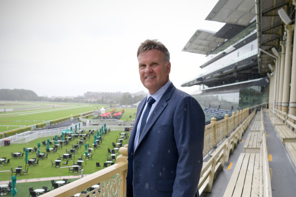 ATC chief executive Jamie Barkley at an empty  Randwick, which is set to  become in the norm in the next month.