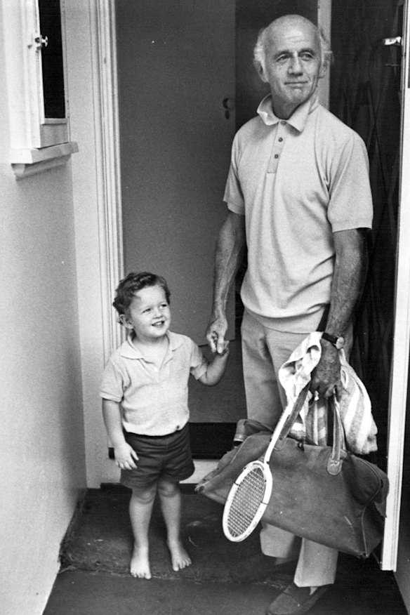 Julian McMahon, aged two, with his father, then-prime minister Billy McMahon, in 1971.
